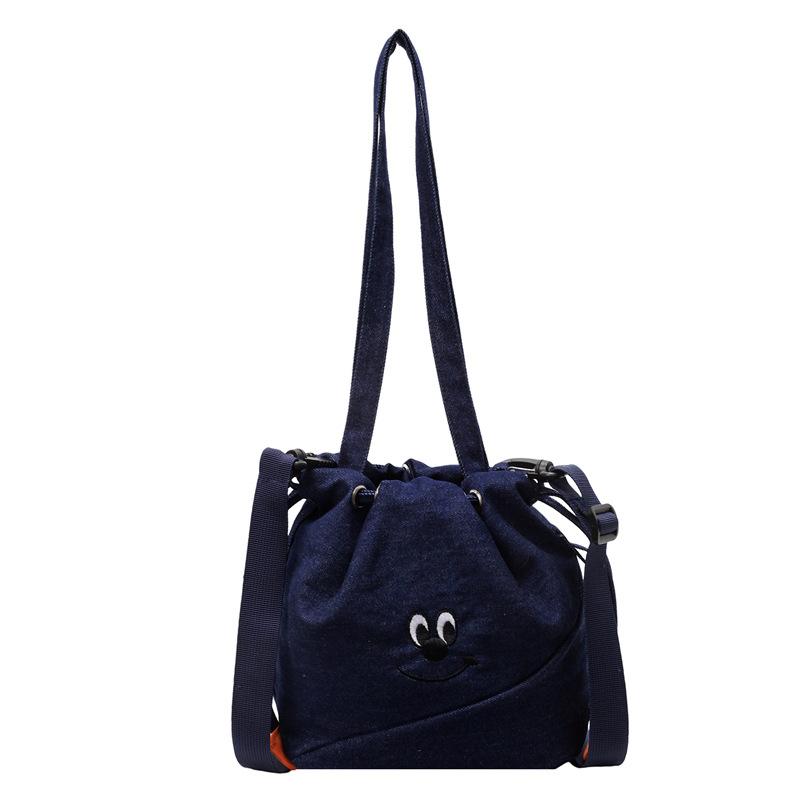 Korean version of fashion casual style, light and cute with denim tote bag, student class commuting versatile messenger bag