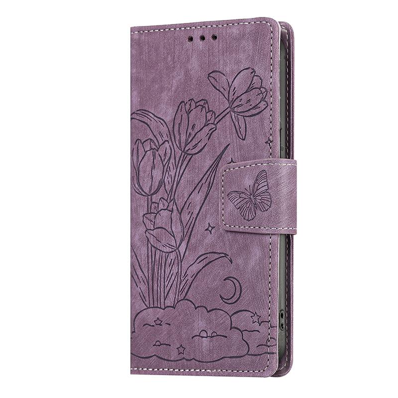 Applicable GalaxyS25EdgeS24FE23 Anti-drop Embossed Mobile Phone Leather Case Samsung S26ULTRA Wallet Protection