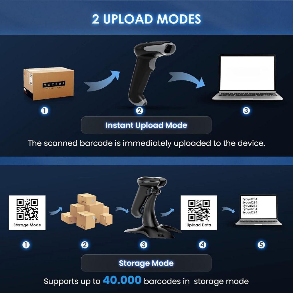 3 In 1 2.4G Bluetooth Wireless USB Wired 1D 2D QR Bar Code Reader Shockproof CCD Barcode Scanner With Stand