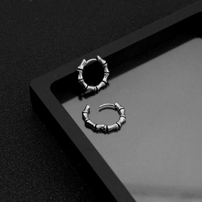 Men's Women's Stainless Steel  Earrings, Retro Punk Bamboo Joint Hoop Earrings,Biker Earrings