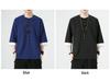 Men's Retro Plus Size Cotton Linen Hanfu T-shirt with Frog Button, Three-Quarter Sleeves