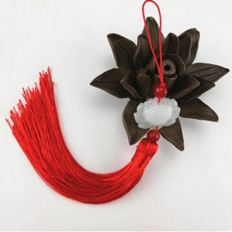 White Jade Lotus DIY Jewelry Curtain Clothes Decorative Accessories Key Car Bag Hanger Craft Tassels