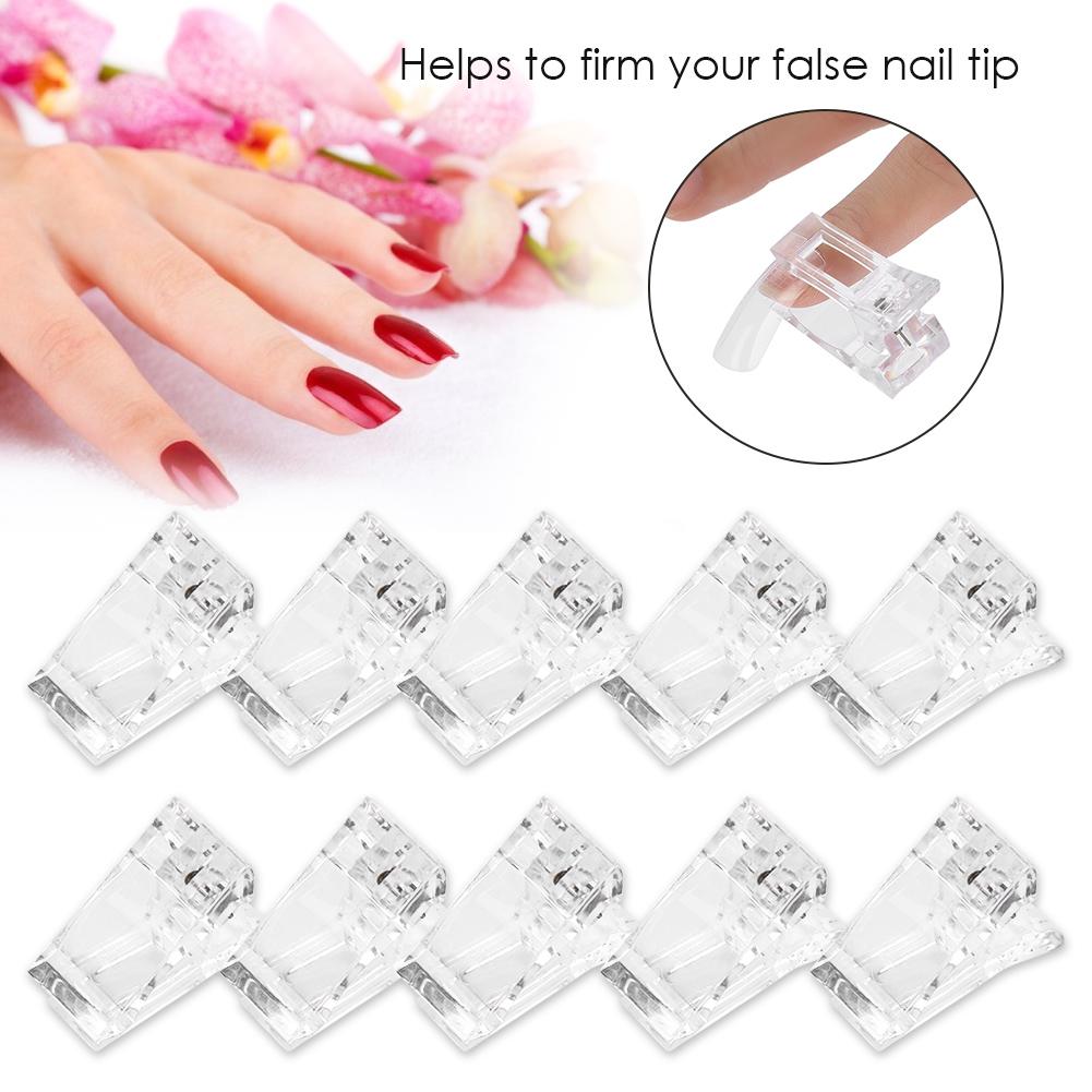 10pcs / Set Transparent Nail Tips Clips   Quick Building Mold Clips Nail Gel Accessories