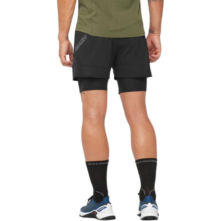 SALOMON High Waist Elastic Letter Slim Fit Casual Shorts Men Shorts Black LC2048200