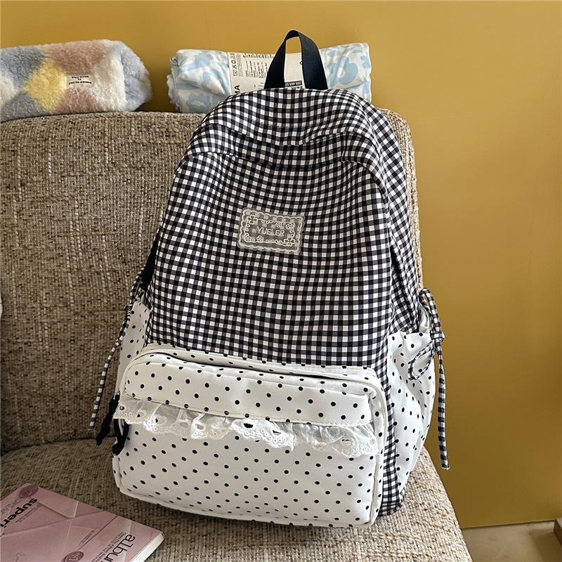 Zaino a Quadri Studente Scuola Media Superiore Borsa da Scuola Zaino da Donna in Pizzo