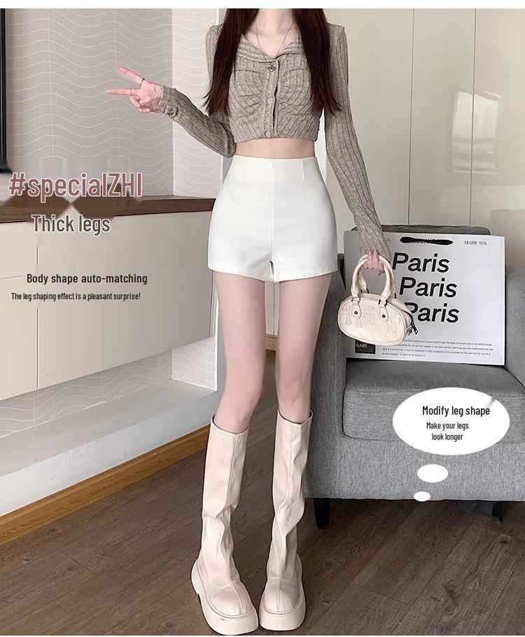 2024 Women's High Waist White Booty Shorts - Summer Elastic Leggings