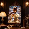 Disney Princess and The Frog Princess Tiana Golden Crown Pearl Painting Starlight Gold Glowing Dress Emerald Necklace Theme Unframed Art Painting