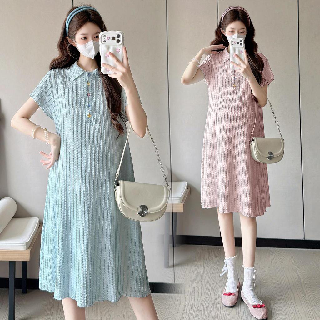 2026 Summer Ice-Fee Maternity Polo Dress