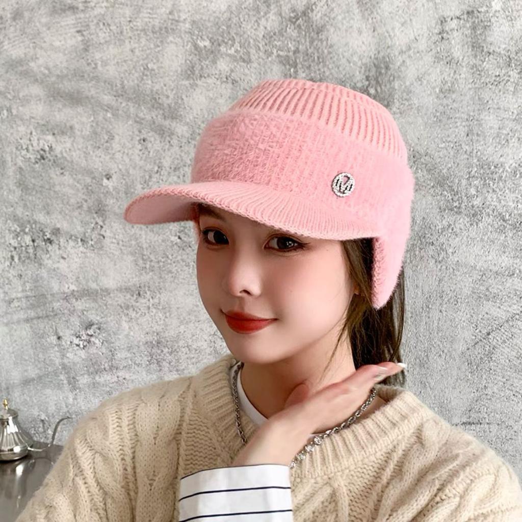 Winter new women's ear protection warm cap empty top tie ponytail M standard wool hat cycling cold-proof knitted hat