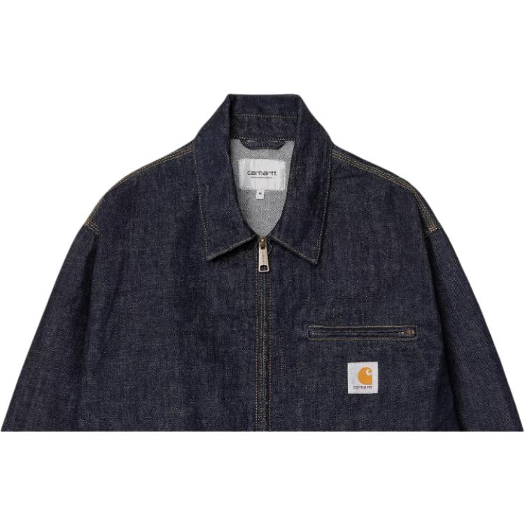 Carhartt WIP SS25 OG Detroit Jacket Classic Loose Fit Long Sleeve Detroit Denim Jacket With Zipper Closure Men Jackets Indigo I034870-01-02