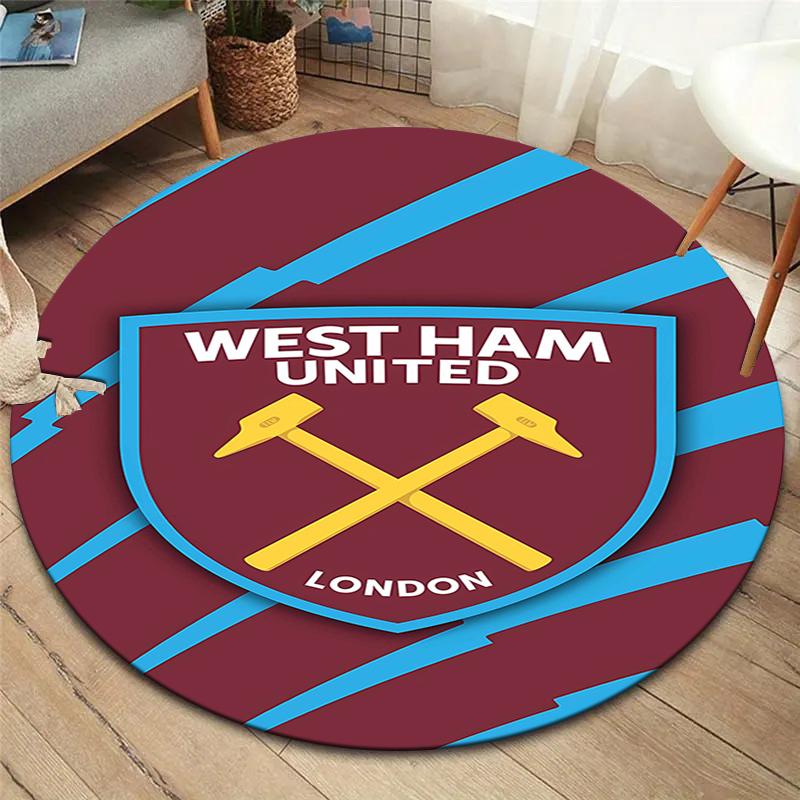 

West Ham United Round Area Rug,Carpet Rug for Living Room Bedroom Sofa Playroom Decor,Non-slip Floor Mat 100cmx100cm