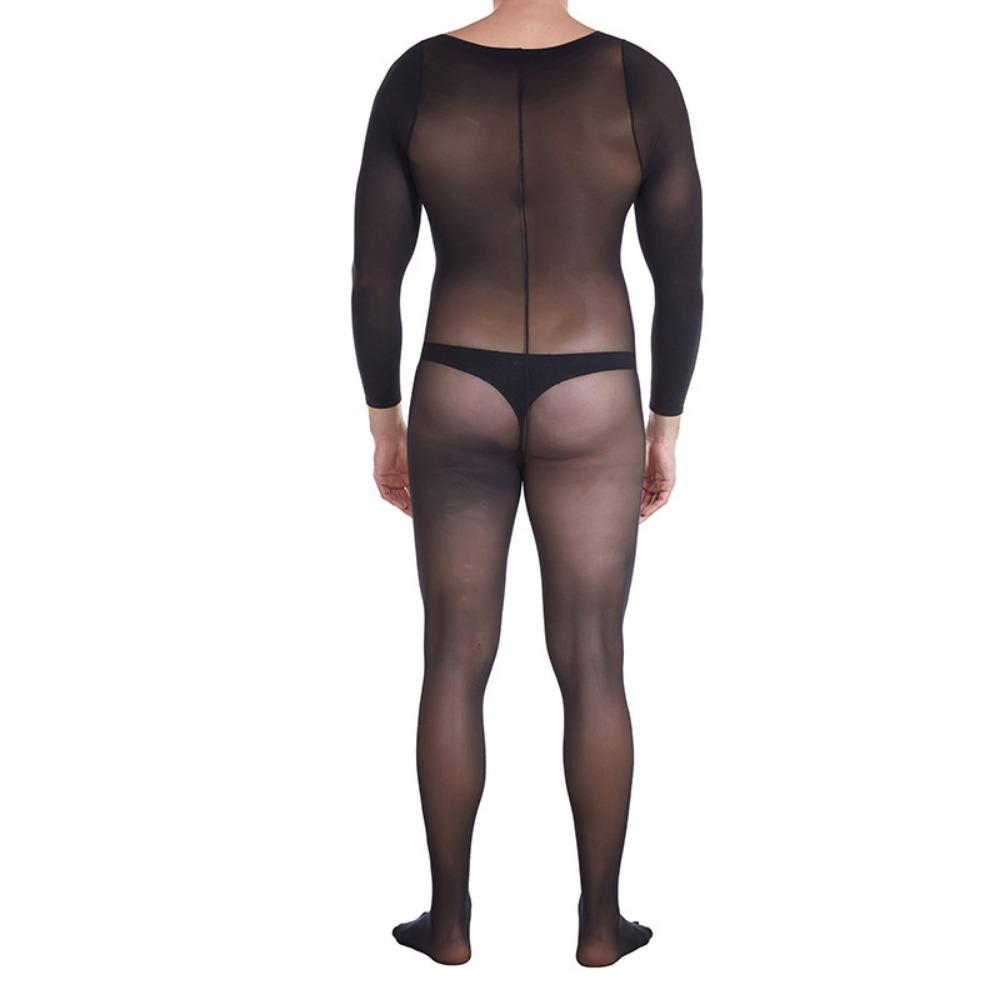 Qinghe Men's Stockings Onesie 10D Velvet Full Body Mask, Soft Texture, High Elasticity, Tight and Transparent