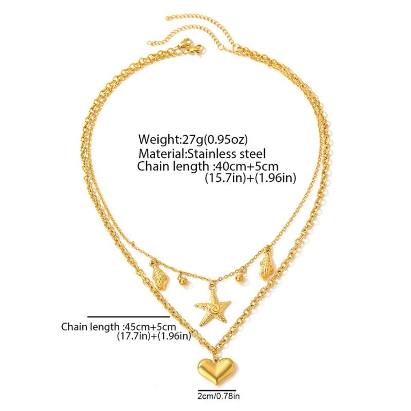 Trendy Double Layer Necklace Collarbone Chain Necklace Fashion Pendant Jewelry Suitable for Summer Parties and Vacations