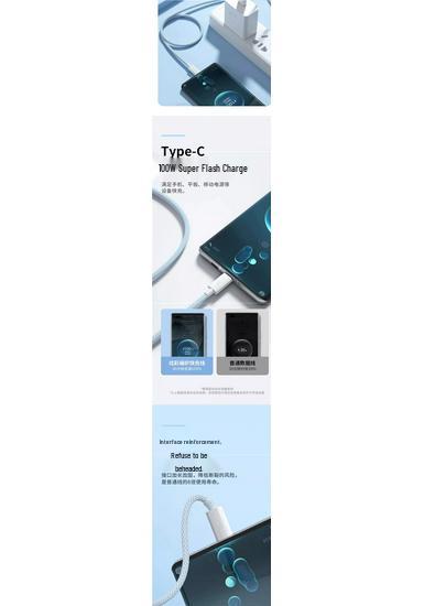 6A Fast Charge Type-C Cable for Huawei Mate40Pro/60, Honor, Vivo, Xiaomi, Oppo