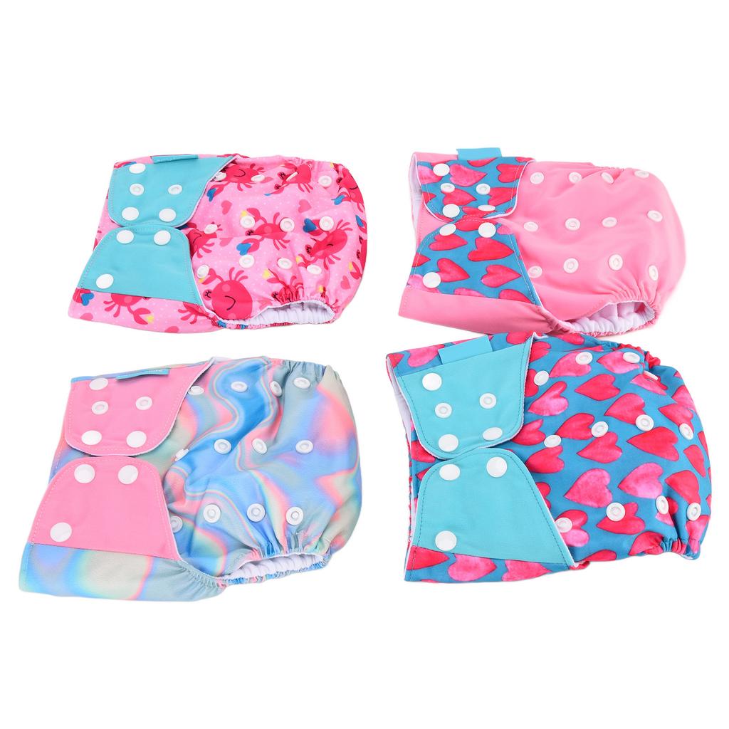 4Pcs Cloth Diaper One Size Adjustable Reusable Washable Waterproof Breathable Baby Training Pants