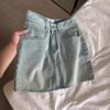 Women's 2024 Summer High-Waisted Slimming A-Line Denim Mini Skirt with Ripped Detail