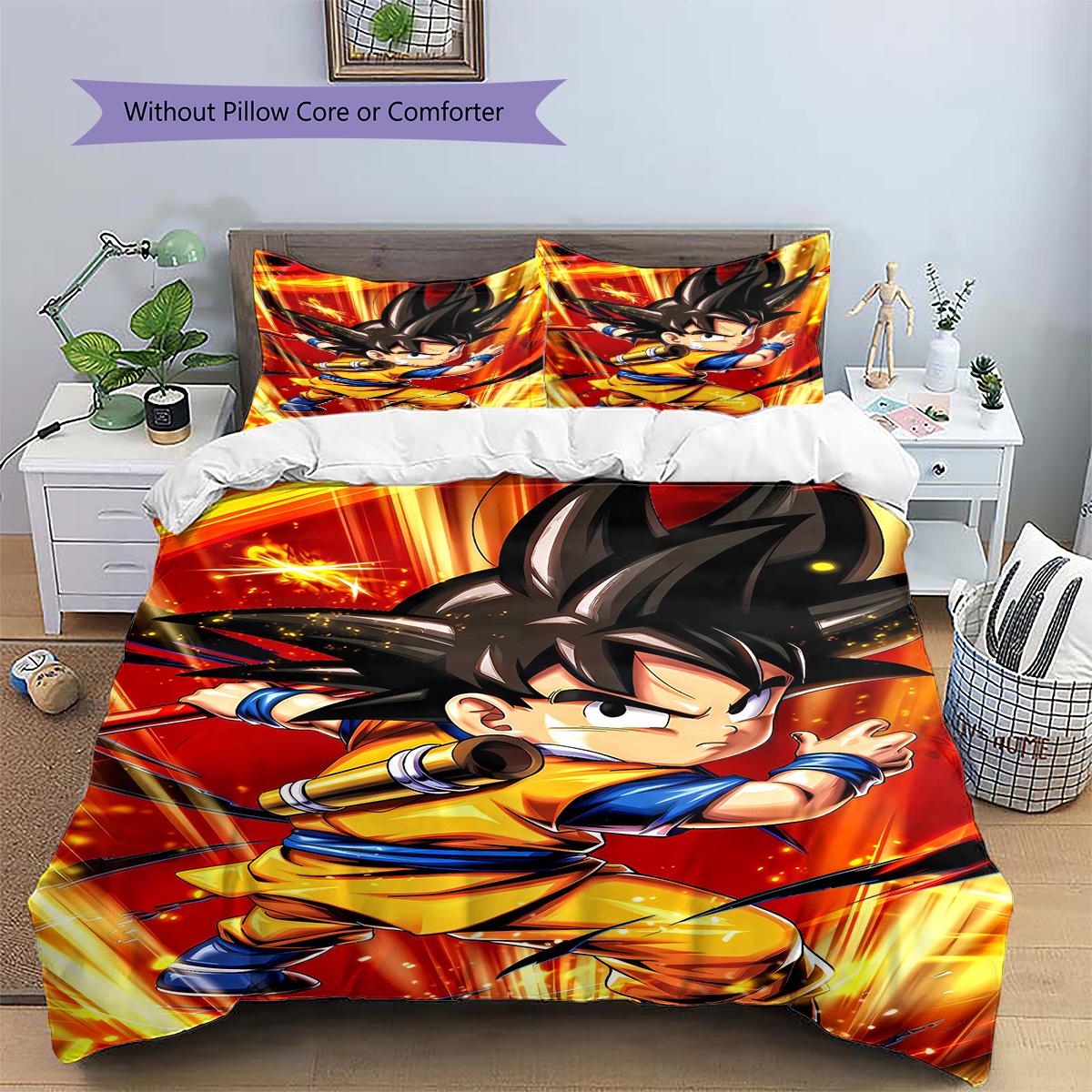 

Goku Patterned Pillowcase & Duvet Cover Set Bedroom Comfort Bedding Decor Gift for Fans.-TING 135x200cm