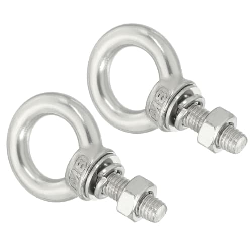 

uxcell M8 Threaded Eye Bolts, 25mm, Stainless Steel, Rust and Corrosion Resistant, Durable, with Nuts and Washers, for Hanging Hardware, Fixed Chains,