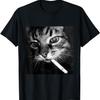 Cigarette Kitten Funny Smoking Cat Stupid Brainrot Meme T-Shirt