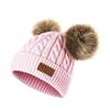 Knitted Baby Toddler Hat Soft Warm Winter Beanie with Folded Brim and Double Pom Poms Suitable for Boys and Girls