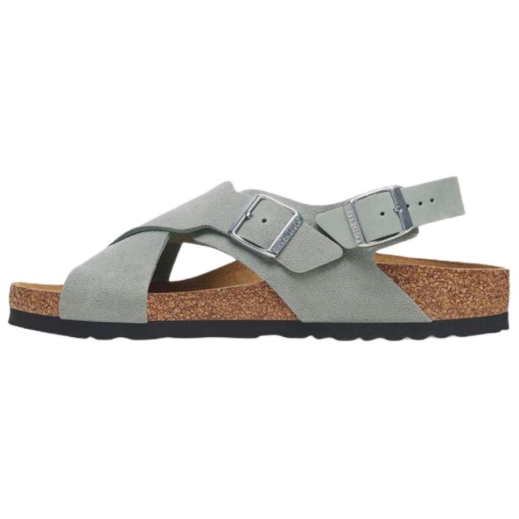 Сандалии Birkenstock Tulum из замши с одним ремешком, женские, серо-зеленые, узкие 1029832 36