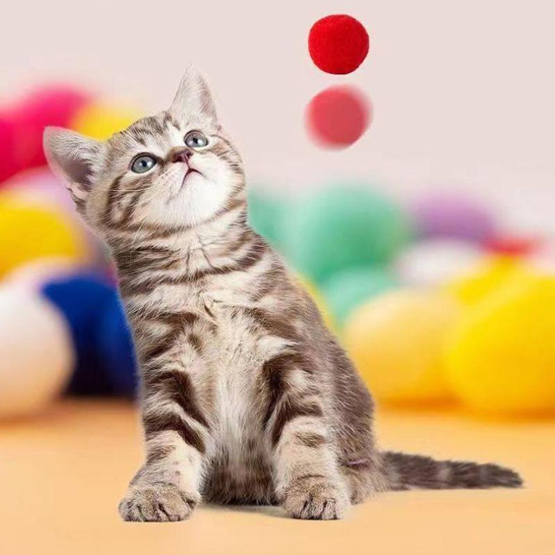 10~60pcs Cats Toys Interactive Training Toy for Pet Kitten Creative Balls Games Stretch Plush Ball Toys Pet Supplies TMZ