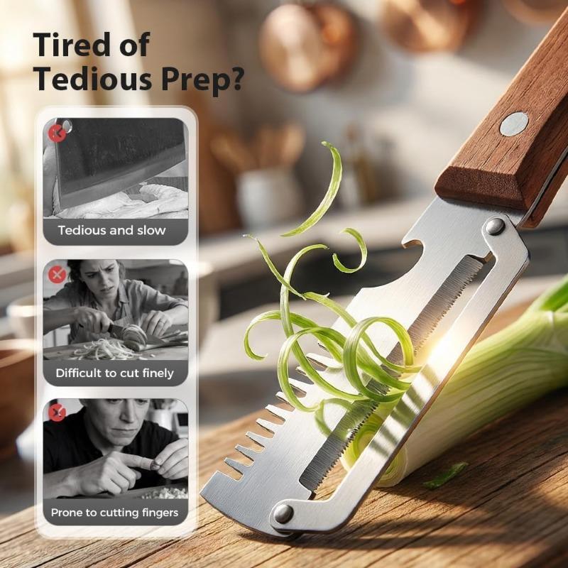 Pelapatate in Acciaio Inossidabile 3 in 1 Coltello da Pelatura Dentato Strumenti da Cucina con Manico in Legno e Apribottiglie