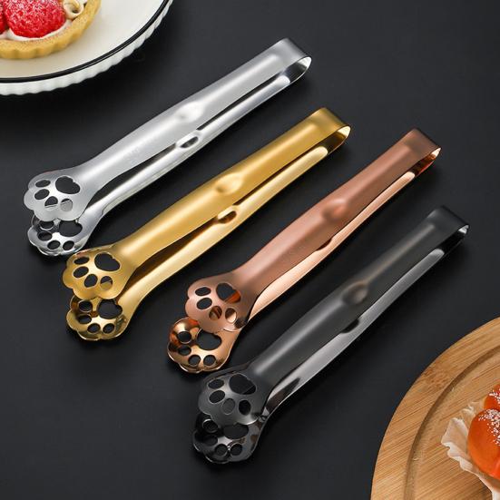 Food Tong Comfortable Grip Cat Paw Stainless Steel Portable Handheld Bread Clamp  BBQ Cooking Clip Kitchen Gadget