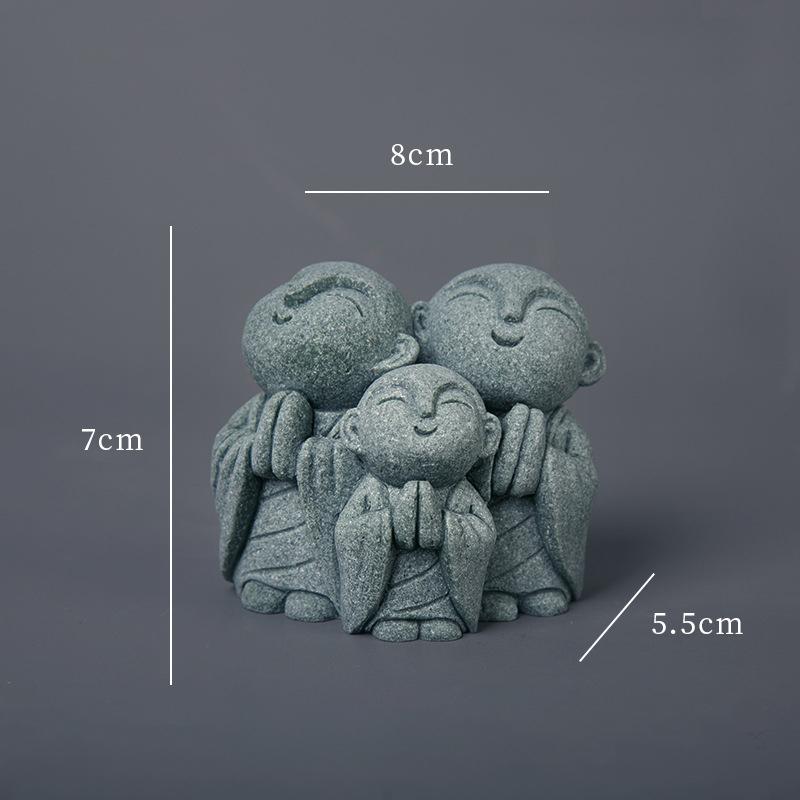 Statue Miniature Durable Exquise Mignonne Petite Figurine de Moines Ornement de Jardin Zen Fait Main Décor d'Aquarium