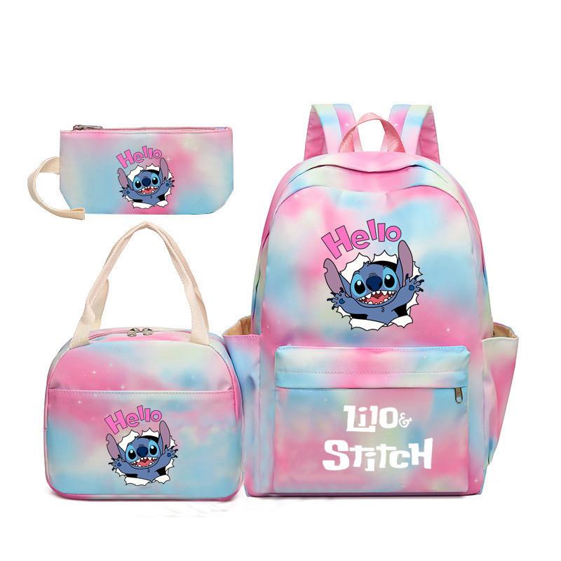 Gradual Change Of Color Rainbow Backpack Three-Piece Schoolbag For Boys And Girls Three-piece set