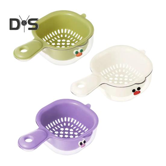 2/3 stk doble lags avløpskurver med håndtak BPA-fri multifunksjonell fruktsil avløpskurver med håndtak