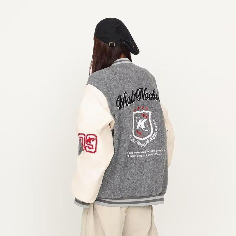 High Street Hip Hop Fashion Jacket INS Unisex Trendy Spring Autumn Vintage American Retro Baseball Jacket