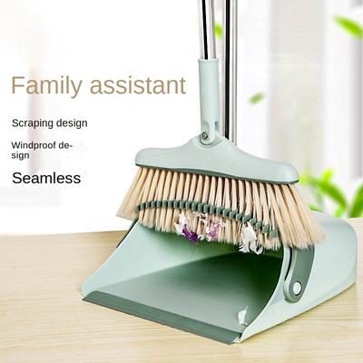Home Broom Dustpan Set Combination of Plastic Folding Soft Bristle Broom Sweeping