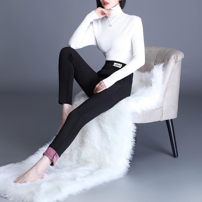 Winter New Thickening Warm Leggings Velvet Casual Legging High Waist Slim Solid Color Elastic Pants Skinny Pants Women Leggings