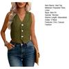 Linen Vest Top for Women Casual Slim Fit Sleeveless Button Down Waistcoat V