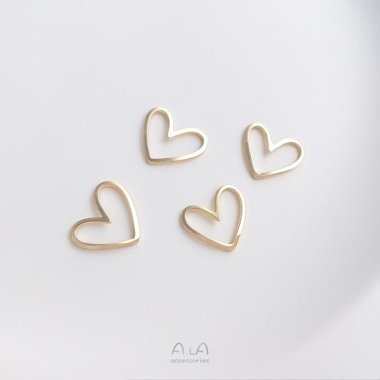 14K Gold-Filled Openwork Curved Heart DIY Jewelry Connecting Components 