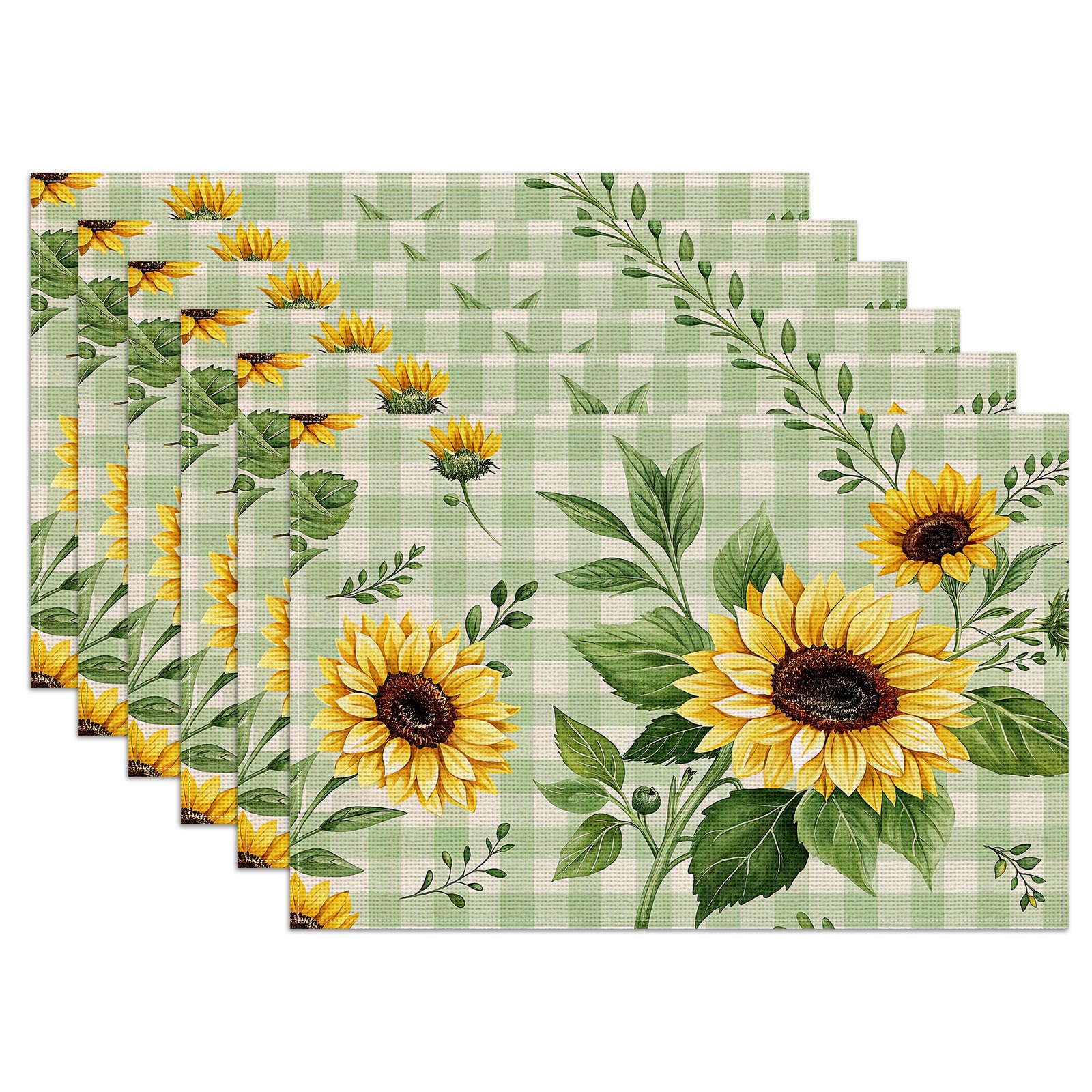 Southwestern Placemats Set of 6,12x18 Inch Rustic Tribal Geometric Linen Place Mat 6PCS