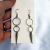 Gothic Punk Silver Ring Pointed Pendant Earrings