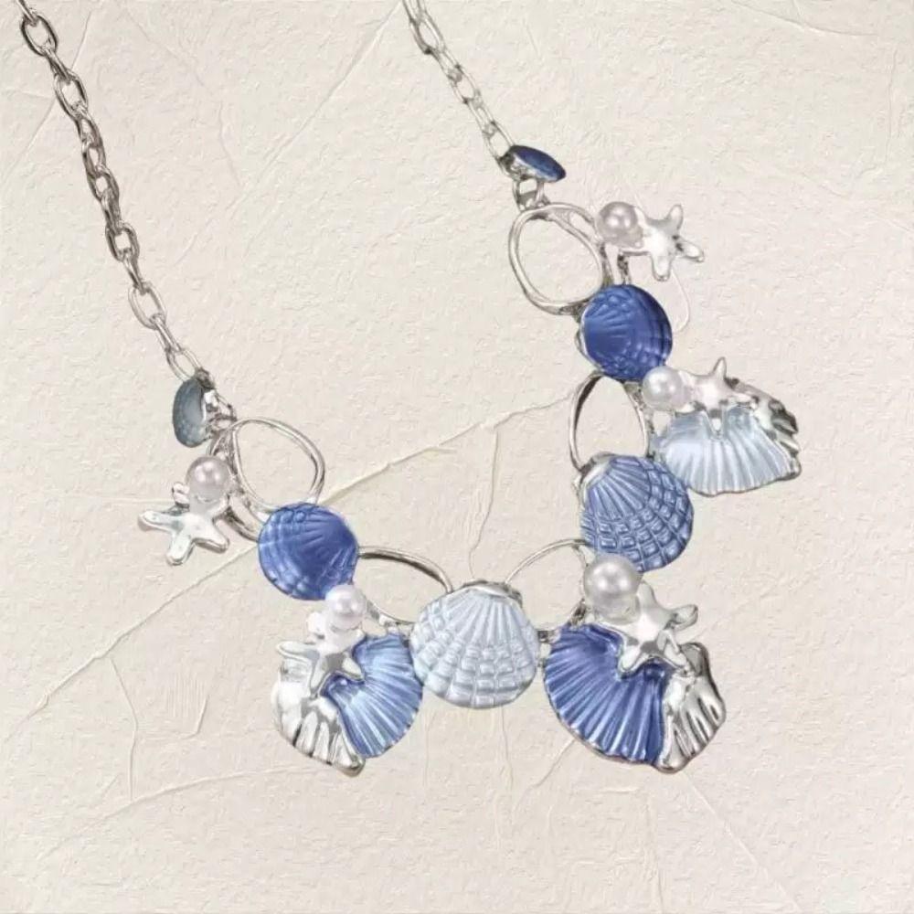 Pearl Clavicle Chain Women Starfish Choker Necklace Sweet Shell Pendant Necklace  Gifts