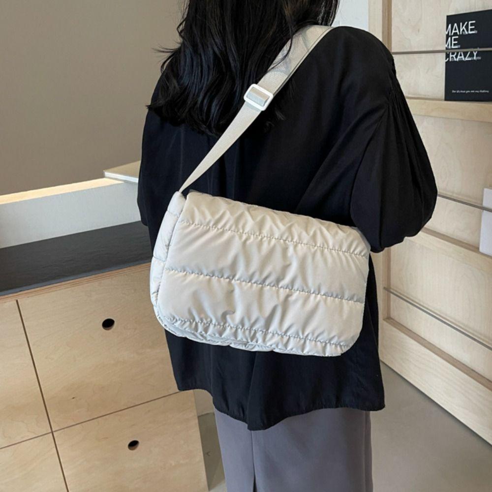 Gesteppte Nylon Gepolsterte Schultertasche Koreanischer Stil Baumwollgepolsterte Umhängetasche Reise