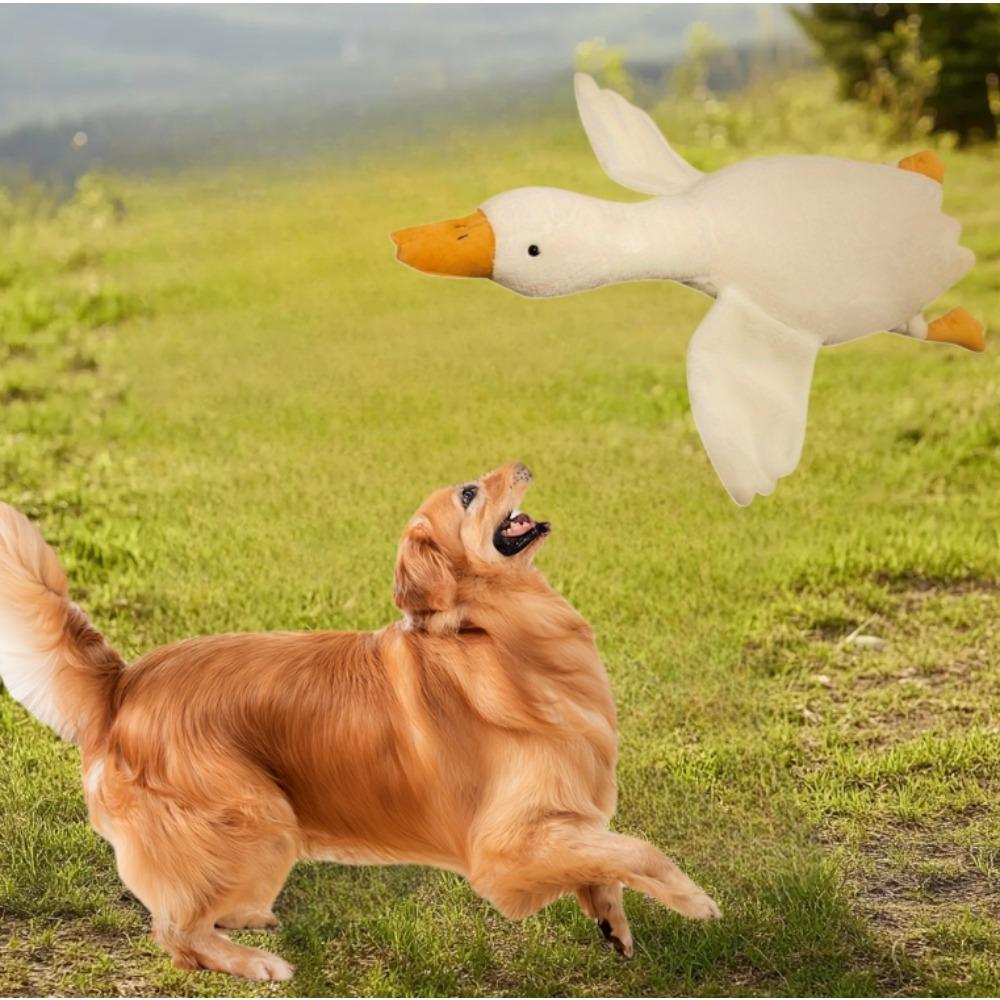 Soft Material White Goose Dog Toy - Plush Durable Design, Suitable for all Breeds, Interactive Chewing Partner,Release Energy