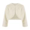 Kids Girls Faux Fur Bolero Jacket Long Sleeve Open Front Crop Shrug Coat Outerwear