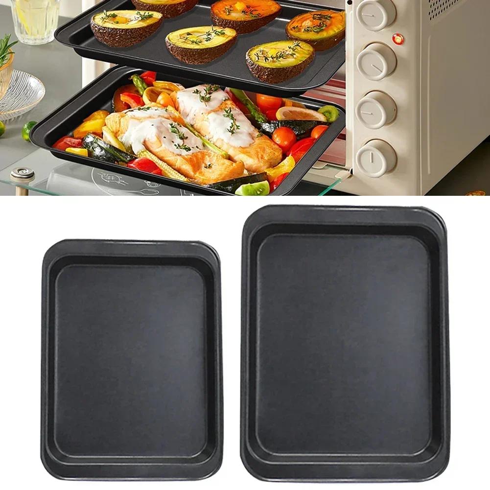 For Baking Bread Easy Clean Baking Tray Bread Cake Baking Tray Oven Use Color Black Rectangular Uniform Heat Distribution