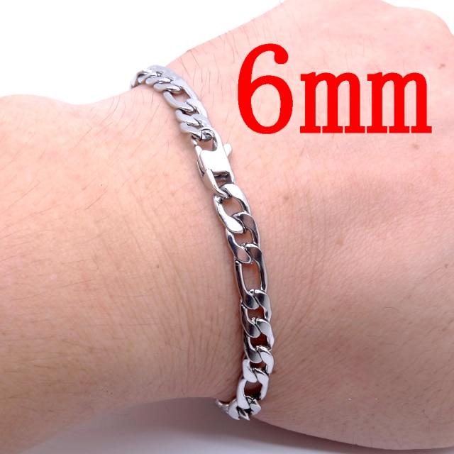 Mannelijke armband Figaro-ketting 100% roestvrij staal Armband 6 mm 8 mm 12 mm breedte 8 inch Zilveren kleur Sieraden voor mannen Vrouwen gray