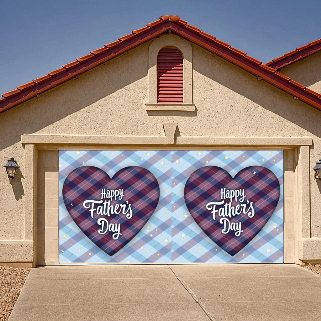 Plaid Pattern Gift Banner Father's Day Decoration Happy Father's Day Banner for  Holiday Celebration Home Decoration Family