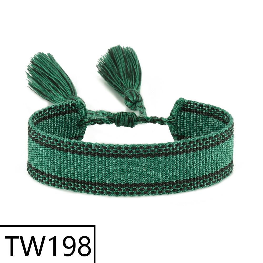 Customizable Handmade Bohemian Tassel Bracelet with Embroidered Logo - European & American Ethnic Friendship Style