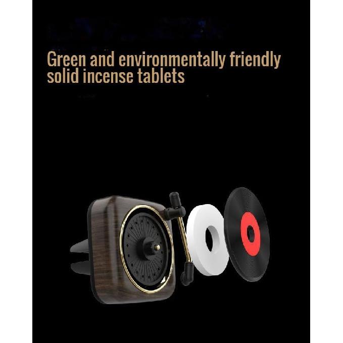 

Car Air Freshener in Retro Record Player Design, CD Decorative Diffuser with Rotating Mechanism, Vintage-Inspired Aroma Diffuser for Car Vent (Pink) зелёный