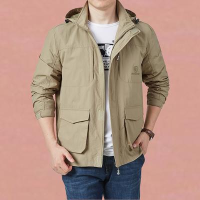 Jacket Men's Spring and Autumn Thin Outdoor Sports Multi-Pocket Men's Casual Jacket Loose Windproof Waterproof Jacket