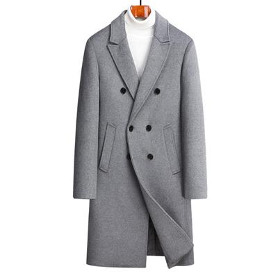 Autumn and Winter New Sheepwool Coat Men's Long Double-breasted Woolen Coat Casual Suit Collar Coat Coat Men Coats