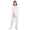 SAZAC Hello Kitty Shirt Pajamas, Powder Stretch, Women's, Long Sleeve and Pants Set, Loungewear, Dot Hello Kitty Design (White/L/SAN1786)